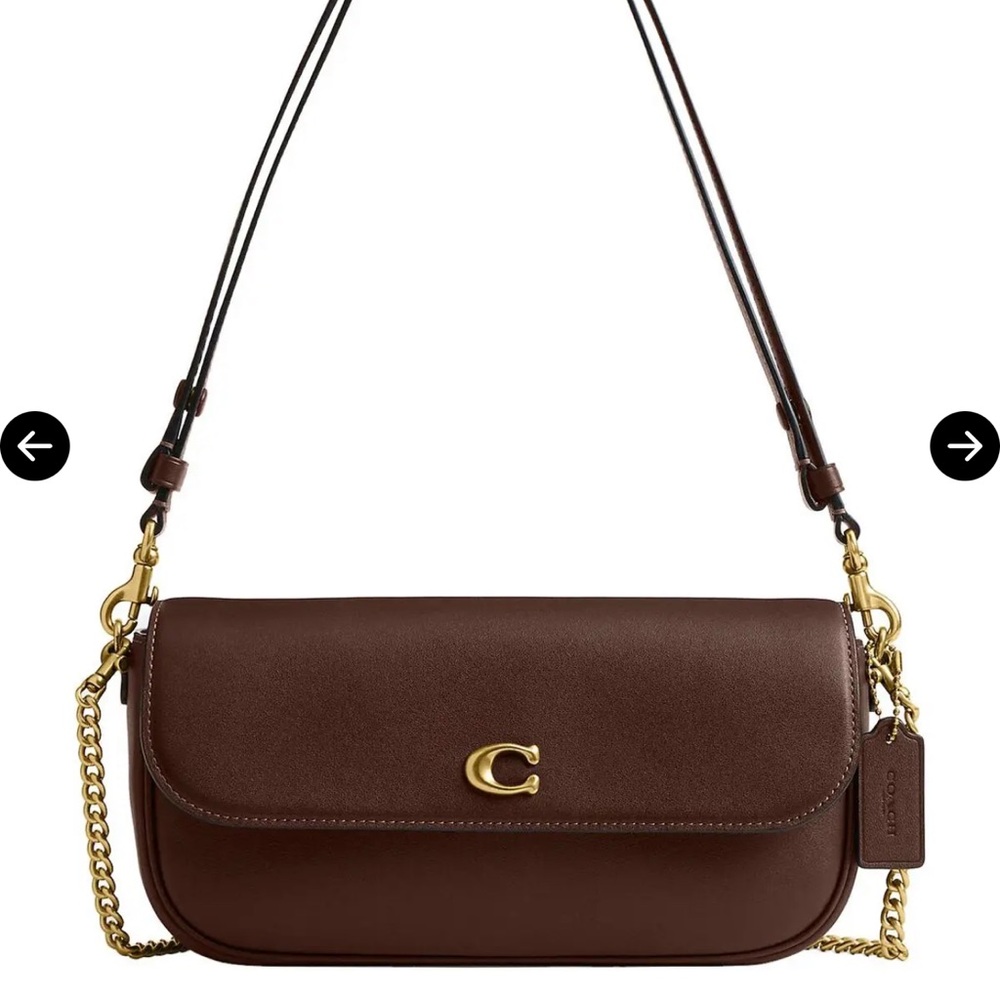 Coach Chocolate Brown Leather Crossbody with Gold 'C' Accent